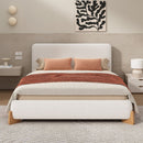 Elegant Boucle Upholstered Bed, A Luxurious and Comfortable Bedroom Centerpiece, Queen Size, White