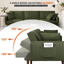 LShaped Linen Sleeper SofaBed With Reclining Backrest