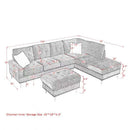 L-Shaped Sectional Sofa With Chaise And Storage Ottoman, Includes 2 Pillows