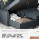 Dark Gray Convertible Sectional Sofa Bed Storage Drawer
