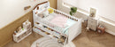 Twin Bed Frame with Storage 4 Drawers,Wooden Bed Frame for Kids,Platform Twin Size Bed with Guardrail Headboard and Ladder, No Box Spring Needed, Easy Assembly, White