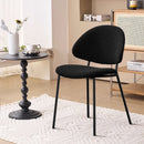 Set of 4 Upholstered Boucle Fabric Dining Chairs Mid-Century Modern Dining Chairs with Curved Backrest for Dining Room Kitchen (Black)