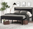 Sturdy Metal Platform Bed Frame With Wooden Headboard 800Lb