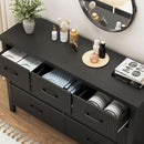 Fluted Contemporary White Dresser With Black Handles