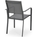 Outdoor Modern Aluminum Dining Chair with Mesh Seat (Set of 2), Gun Metal Gray and Dark Gray