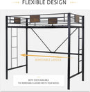 Twin Loft Bed With Ladder And Guard Rail In Rustic Style