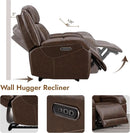 Dark Brown Leather Power Recliner Chair With Power Headrest