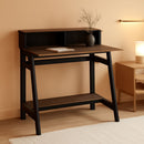 A Frame Computer Desk with Hutch Storage in Columbia Walnut