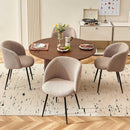 Forty Seven Inch Round Dining Table Set Walnut Finish Woodgrain Chairs