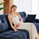 Modern Ergonomic Single Seater Sofa with Ottoman, High-Resilience Support, Blue Chenille Upholstery