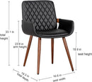 Mid Century Modern Faux Leather Dining Chairs Set 2 Black