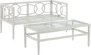 2 Piece Outdoor Coffee Table And Loveseat Set Gray Frame Creme Cushions