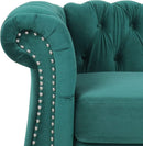 Green Velvet Chesterfield Living Room Set Including Sofa Loveseat and Club Chair