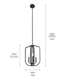 Ettore 14"W 3-Light Pendant Light Fixture by Kichler Black Steel Finish