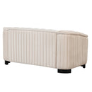Modern Velvet Upholstered Loveseat Sofa with Thick Removable Seat Cushion, Beige, 64.3 Inches