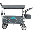 Push & Pull Utility Folding Wagon with Removable Canopy, gray