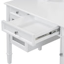 Elegant White Makeup Vanity Desk with Adjustable Mirror and Storage, MDF and Solid Wood Construction, 44.4'