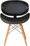 Cassie Dining Chair Black Faux Leather Walnut Wood