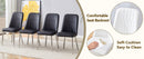 Table and chair set.63*31.4 Inch Luxurious Cold Jade Sintered Stone Dining Table Set - 6 Black Chairs With Silver Metal Legs.Modern Light Luxury.Perfect For Dinner Room,Meeting Room,Kitchen,etc.