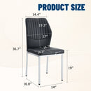 Luxury Simple Chair Set of 4 - High Resilience Dining Chair Black PU Material with Metal Silver Leg