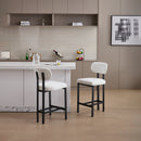Bar Stools Set of 2, 26 inch Modern Upholstered Fabric Counter Height Barstools, Kitchen Island Chairs with Black Metal Legs for Dining Room/Kitchen Island/Bar
