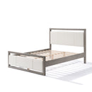 Queen Bed with Ivory Boucle Fabric Headboard, Wood Frame