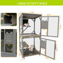 Catio Large Wooden Cat House Outdoor Indoor Cat Enclosures On Wheels, Wooden Kitty House Shelter Outside with Resting Box, Waterproof Roof (Grey, 31.5' D x 36.6' W x 71' H)