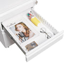 Modern 3-Drawer Mobile Filing Cabinet with Lock, White Metal Office Storage, Legal/Letter Size
