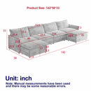 Corduroy Fabric 4-Seater Comfy Cloud Couch with 2 Movable Footrest for Living Room,Oversized Deep Seat U-Shaped Couch Set, Upholstered Large Size Deep Seat Sofa with 4 cushions