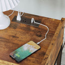 Bedside Table With Charging Station In Vintage Brown