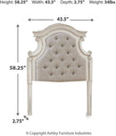 Vintage White Twin Upholstered Tufted Cottage Headboard
