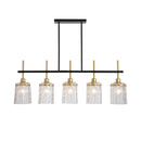 Chandelier 5 Light, Fixture Over Table - Black / Gold