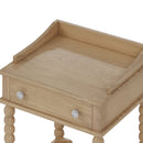 Retro Style Nightstand with Drawer and Open Shelf for Bedroom, Bedside Table with Turned Legs and Metal Handle,Natural
