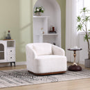 Swivel Barrel Chair, Comfy Round Accent Sofa Chair for Living Room, 360 Degree Swivel Barrel Club Chair, Leisure Arm Chair for Nursery, Hotel, Bedroom, Office, Lounge (White)