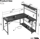51 Inch L Shaped Gaming Desk With LED Lights 4 Tier Shelves
