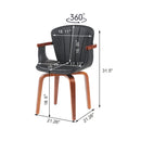 Mid-Century Modern Bentwood Swivel Dining Chairs (Set of 2) – Heat-Pressed PU Leather Accent Chairs in  Black