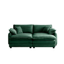 Two-Seater Theater Sofa  with 2 Footrest, 2-Seater Sofa with Ottoman for Small Living Spaces,Green Corduroy