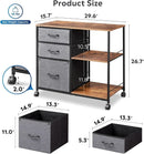 3 Drawer Mobile File Cabinet Rolling Printer Stand With Open Storage Shelf Rustic Brown Fits A4 Or Letter Size