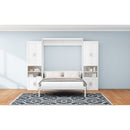 Full Size Murphy Bed with 2 Side Cabinet Storage Shelves, 61.5-inch Cabinet Bed Folding Wall Bed with Desk Combo Perfect for Guest Room, Study, Office,White(old sku:BS7013008109C)