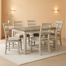 Seven Piece Weathered Whitewash Dining Set Collection