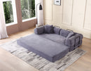 Convertible Sleeper Sofa Bed with Cylindrical Pillow - Corduroy Folding Mattress Couch with Fixed-Shape Frame for Living Room, Bedroom, Lounge, Studio - Gray