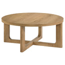 Kessler 2-piece Round Sculptural Wood Coffee Table Set Light Oak
