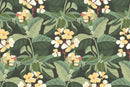 Elegant Green Floral Contemporary Wallpaper