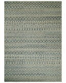 Hand Knotted Blue, Beige and Camel Modern Contemporary Southwestern Tribal Trellis Recycled Silk Area Rug