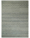 Hand Knotted Blue, Beige and Camel Modern Contemporary Southwestern Tribal Trellis Recycled Silk Area Rug