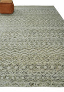 Hand Knotted Ivory, Beige and Brown  Modern Contemporary Southwestern Tribal Trellis Recycled Silk Area Rug