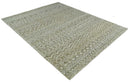 Hand Knotted Ivory, Beige and Brown  Modern Contemporary Southwestern Tribal Trellis Recycled Silk Area Rug