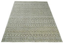Hand Knotted Ivory, Beige and Brown  Modern Contemporary Southwestern Tribal Trellis Recycled Silk Area Rug