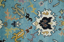 9x12 Antique Hand Knotted Blue and Ivory Traditional Vintage Persian Oushak Wool Rug | TRDCP954912