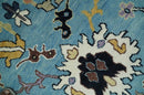 9x12 Antique Hand Knotted Blue and Ivory Traditional Vintage Persian Oushak Wool Rug | TRDCP954912